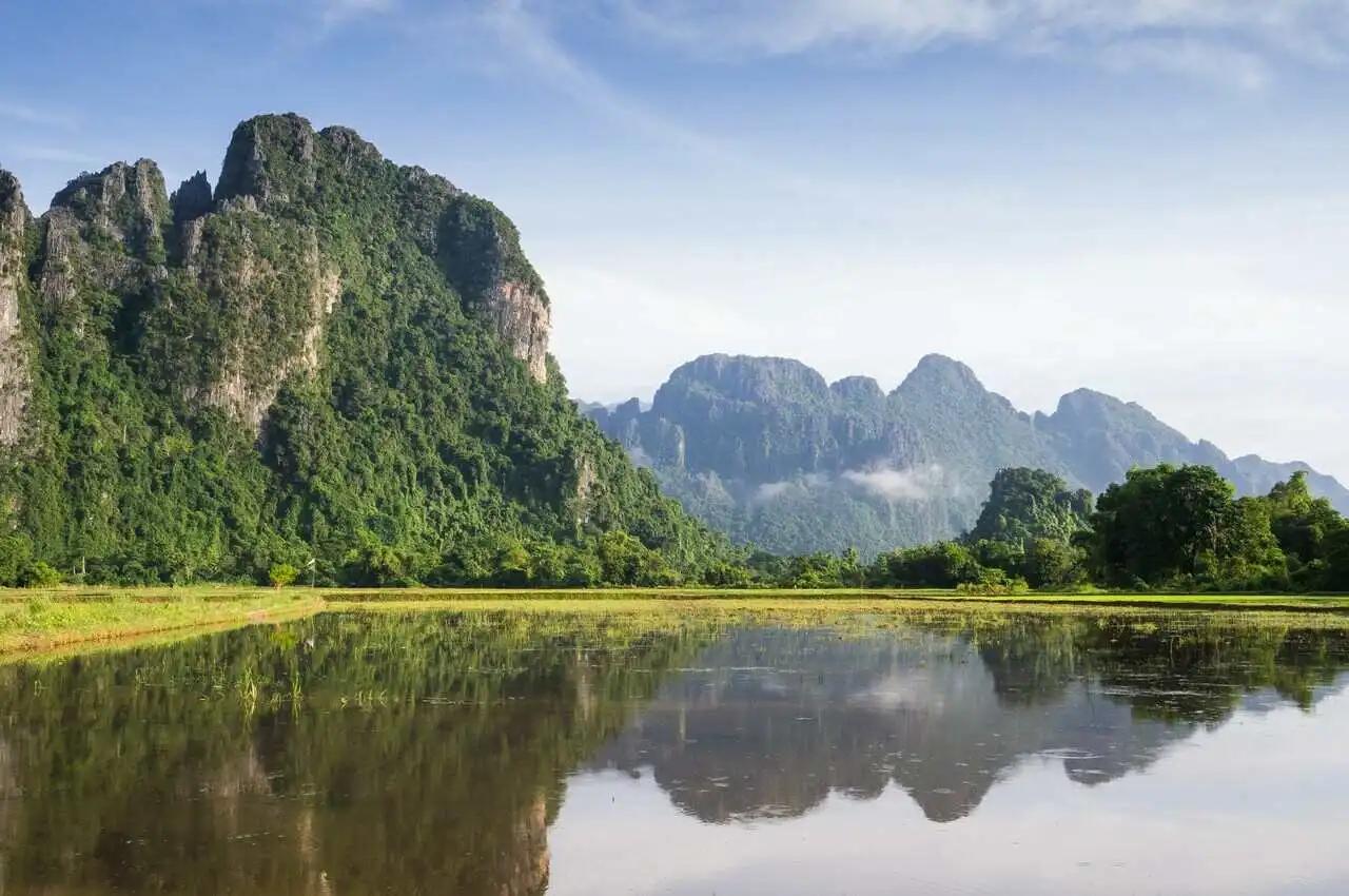 Mountains and lake in Vang Vieng