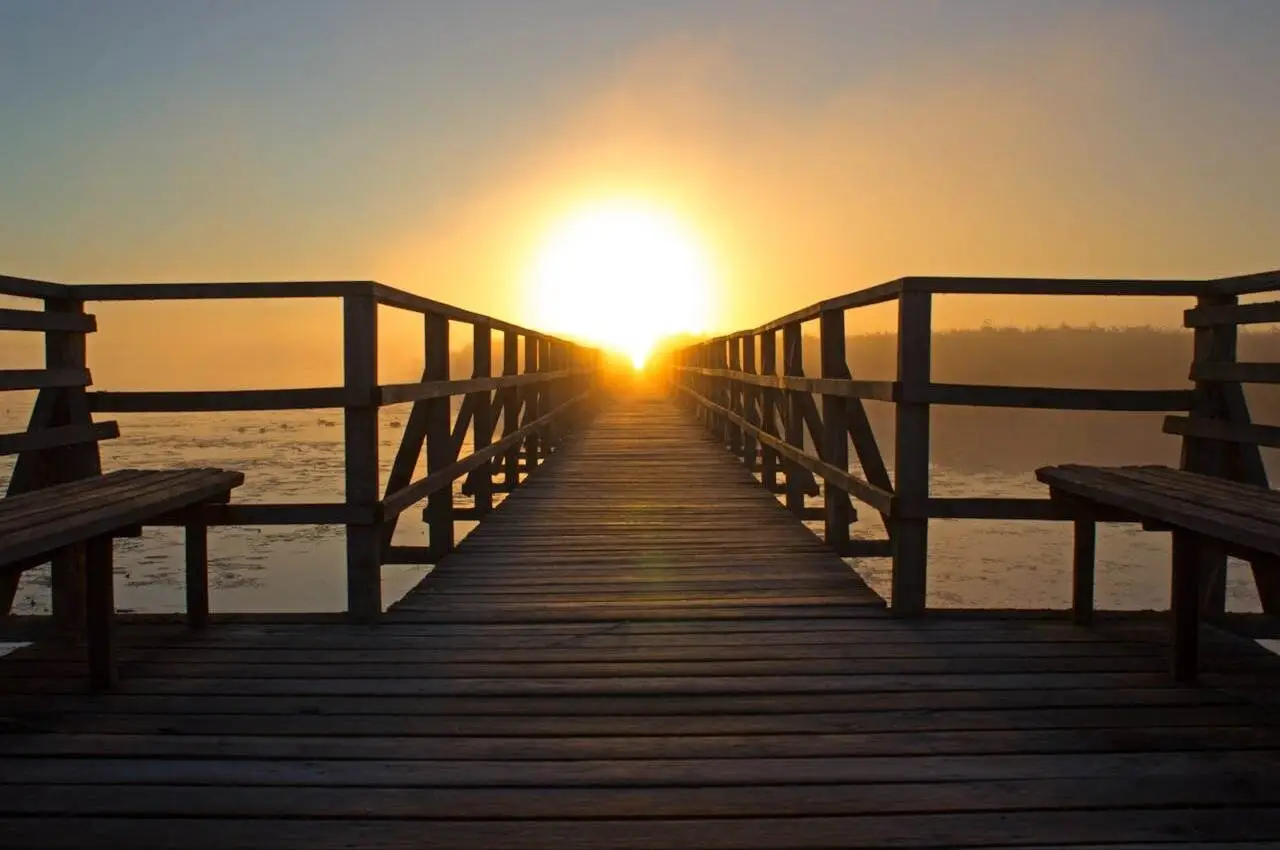 View of sunset from a pier.