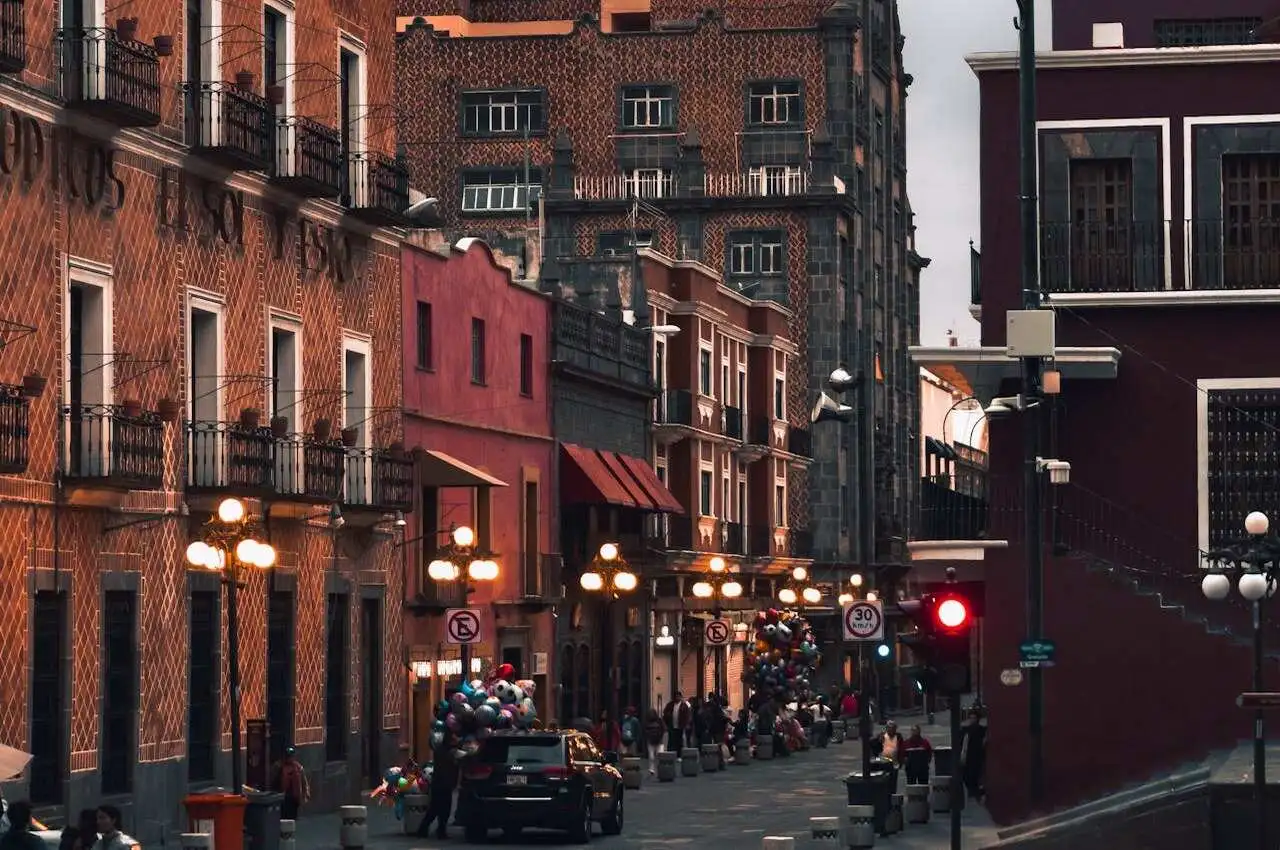 A beautiful street in the evening