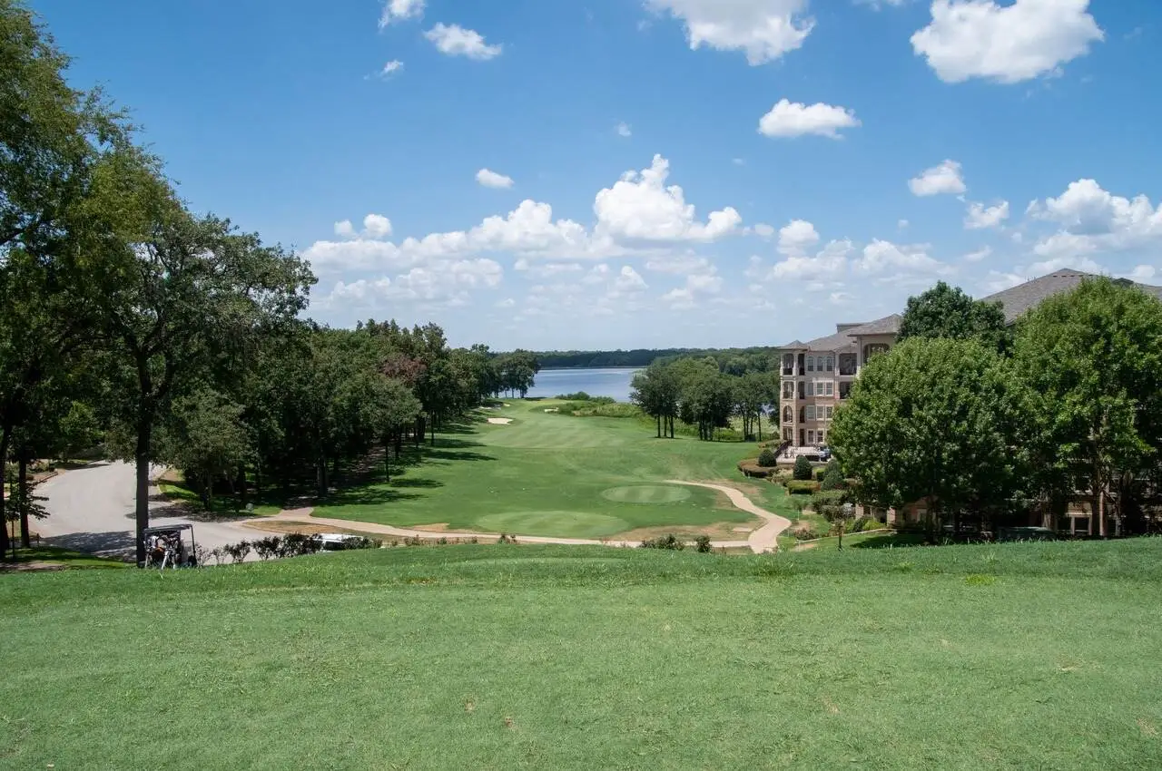 Golf course area with a river in front