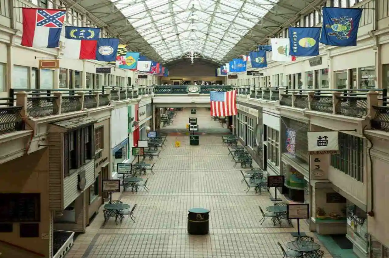 A market with different flags on top