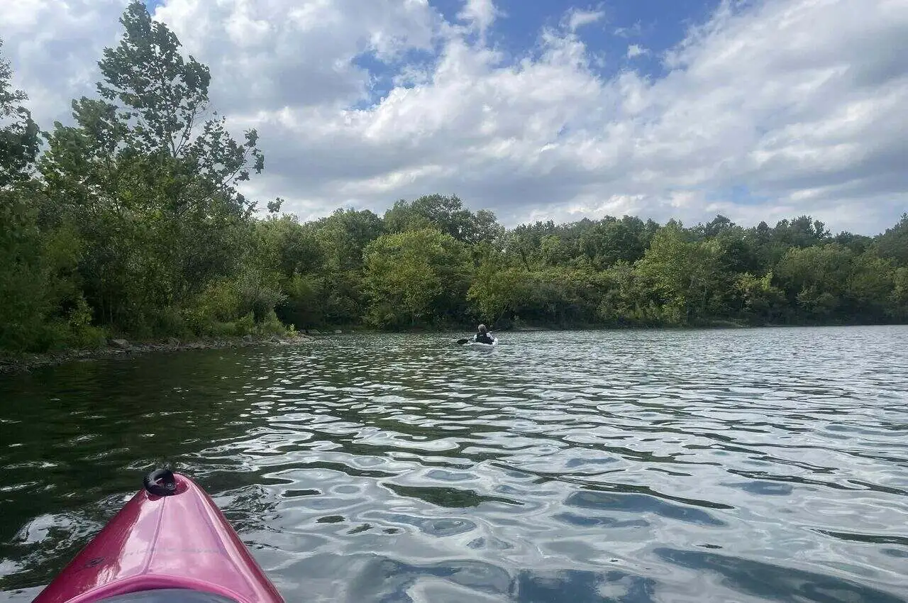 Canoe riding in a lake
