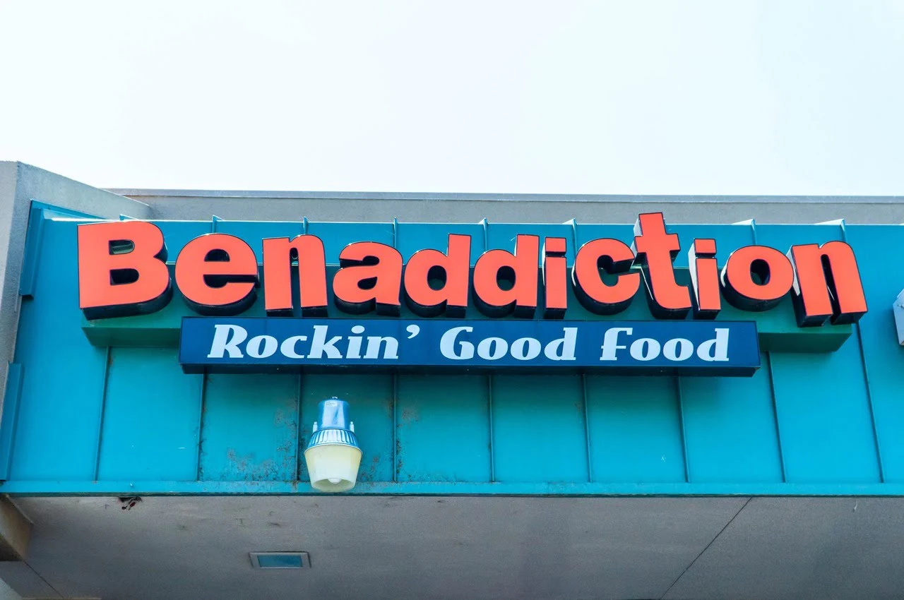 Benaddiction banner on their building.