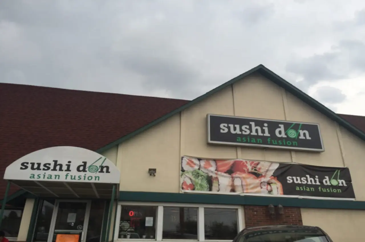 Sushi Don banner on the restaurant.
