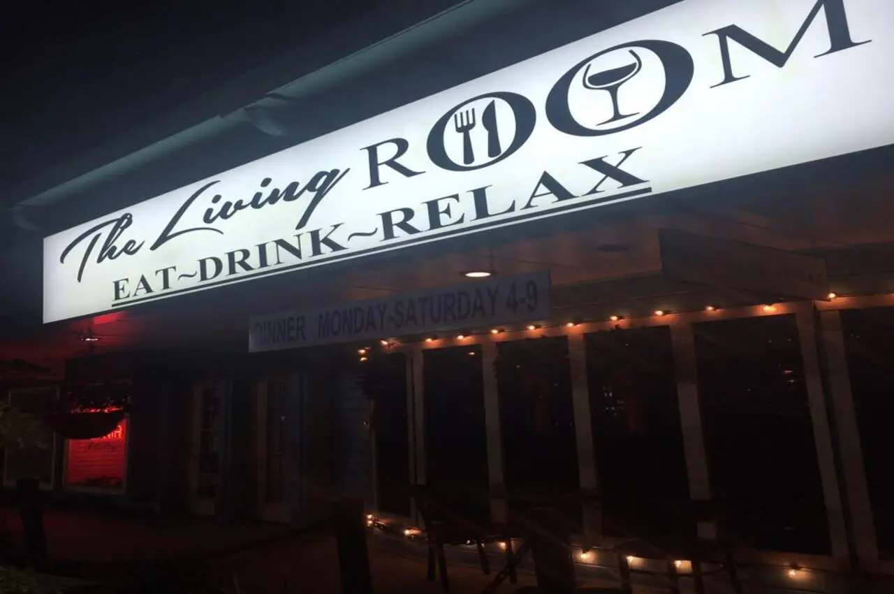 Banner of The Living Room restaurant.