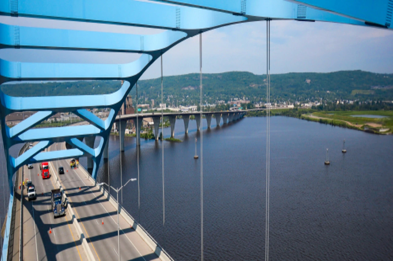 Views of Superior Lake from the top of Bong Bridge. 