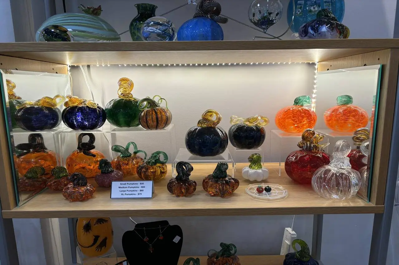 Glass art on display
