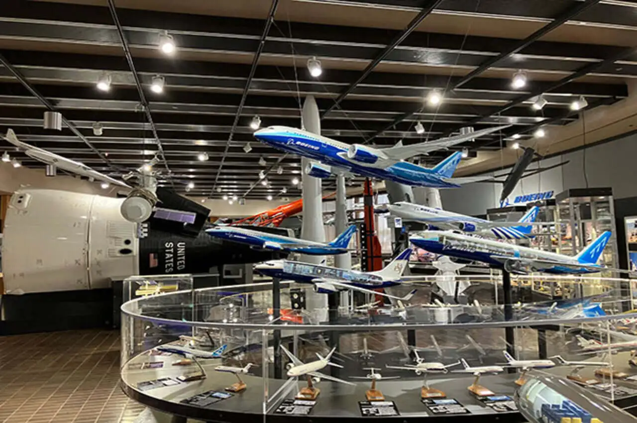 airplane replica models in a museum