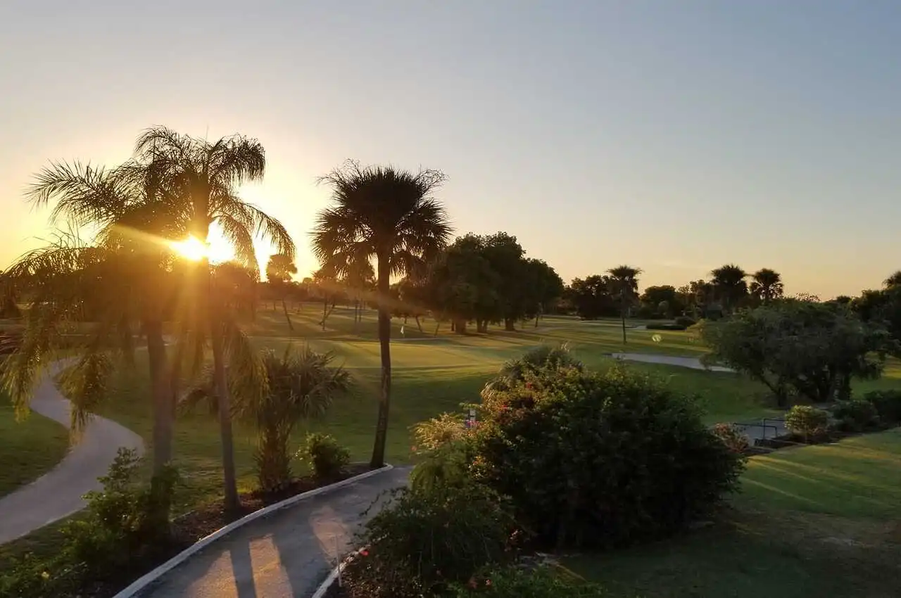 Sunset views from a golf course. 