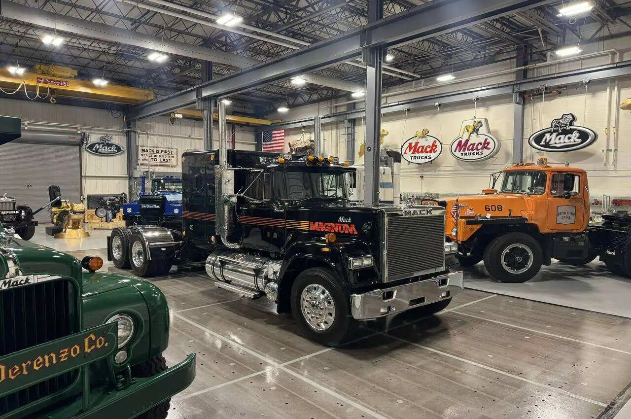 Trucks in a museum.
