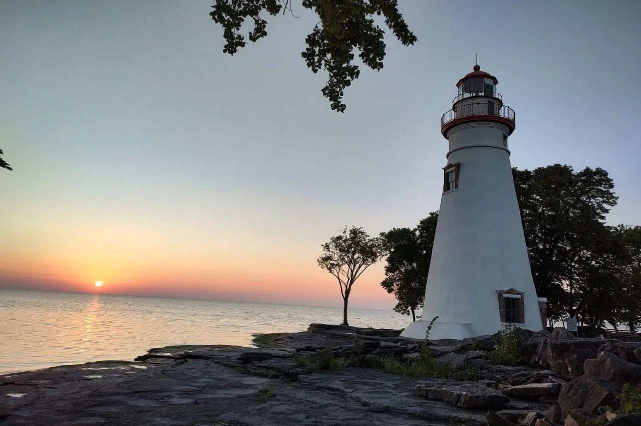 Lighthouse with sunset views. 