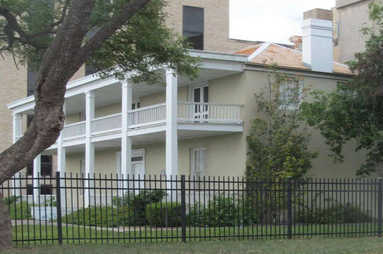 A mansion with a garden