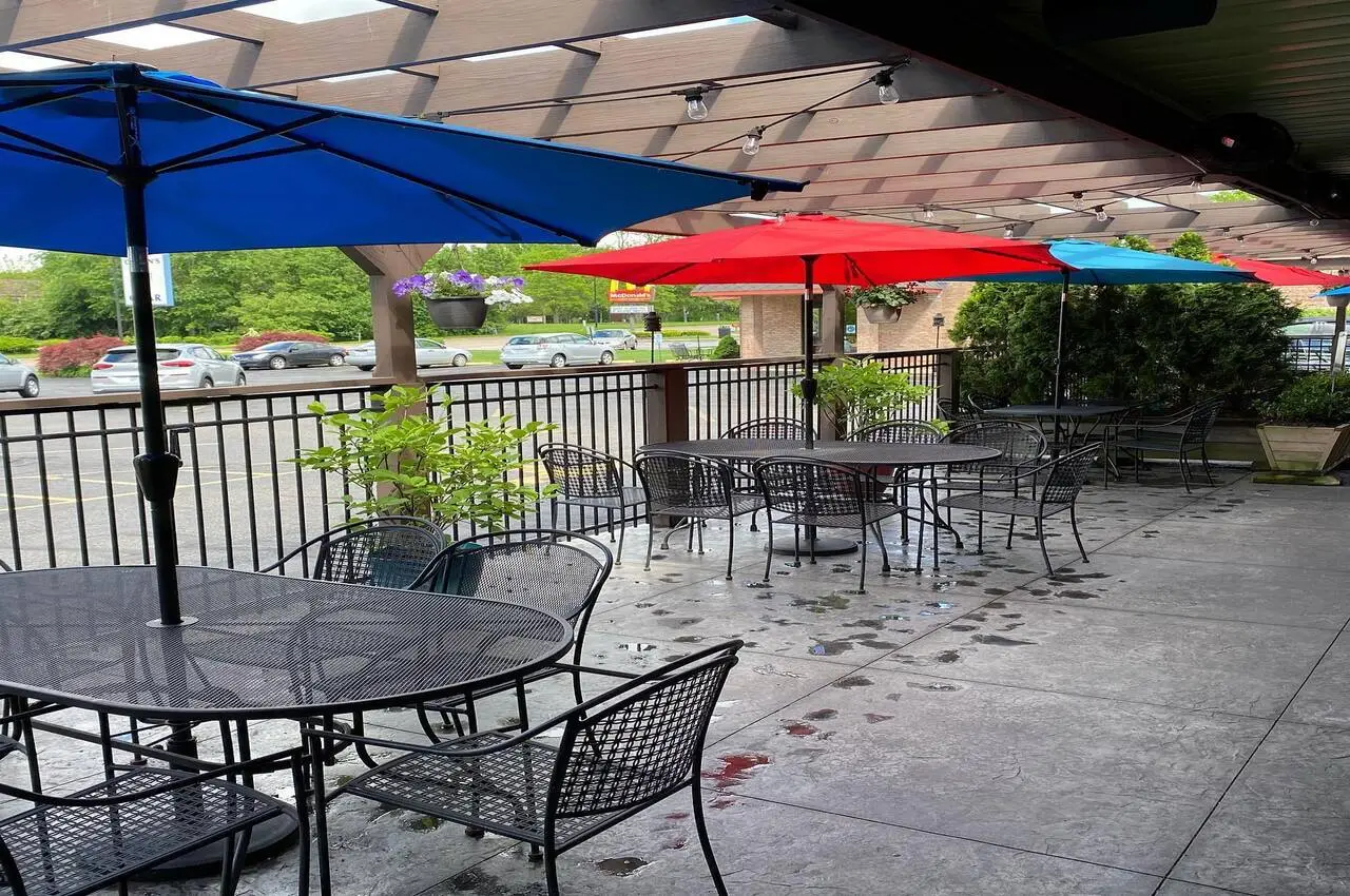 A patio area of a restaurant.