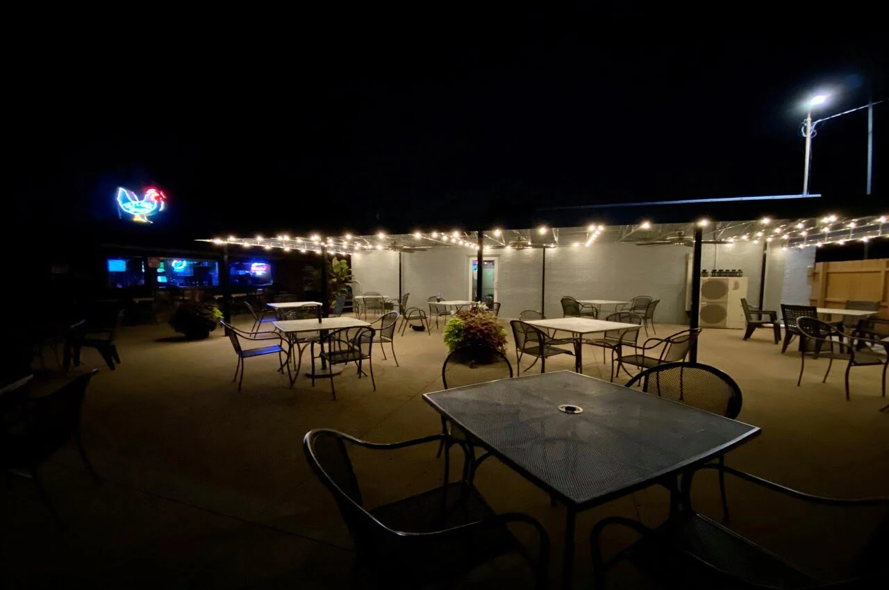 A patio area of a restaurant.
