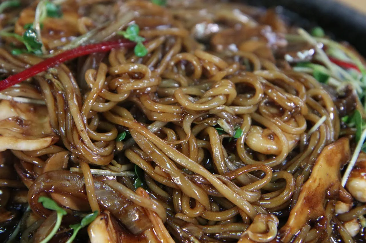 Close view of noodles