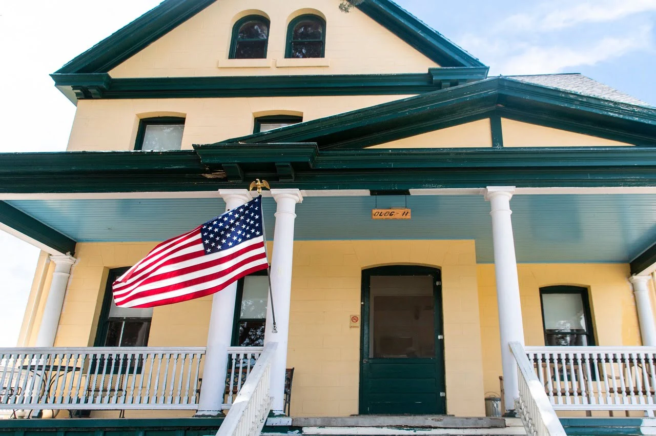 a house with American flag 