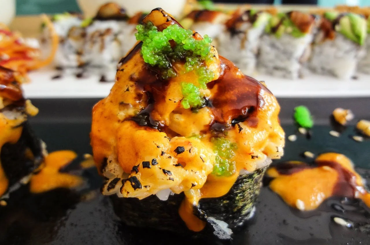 A well garnished sushi