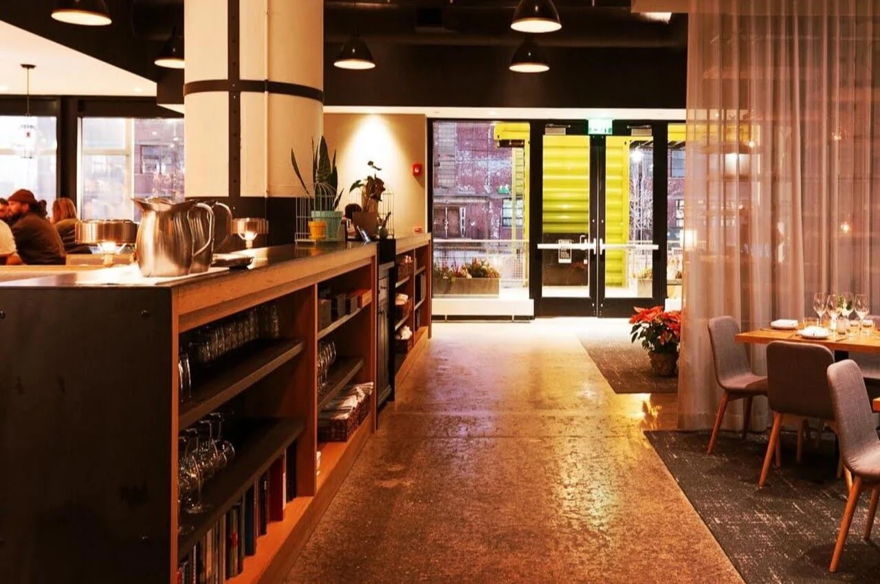Inside view of a restaurant.