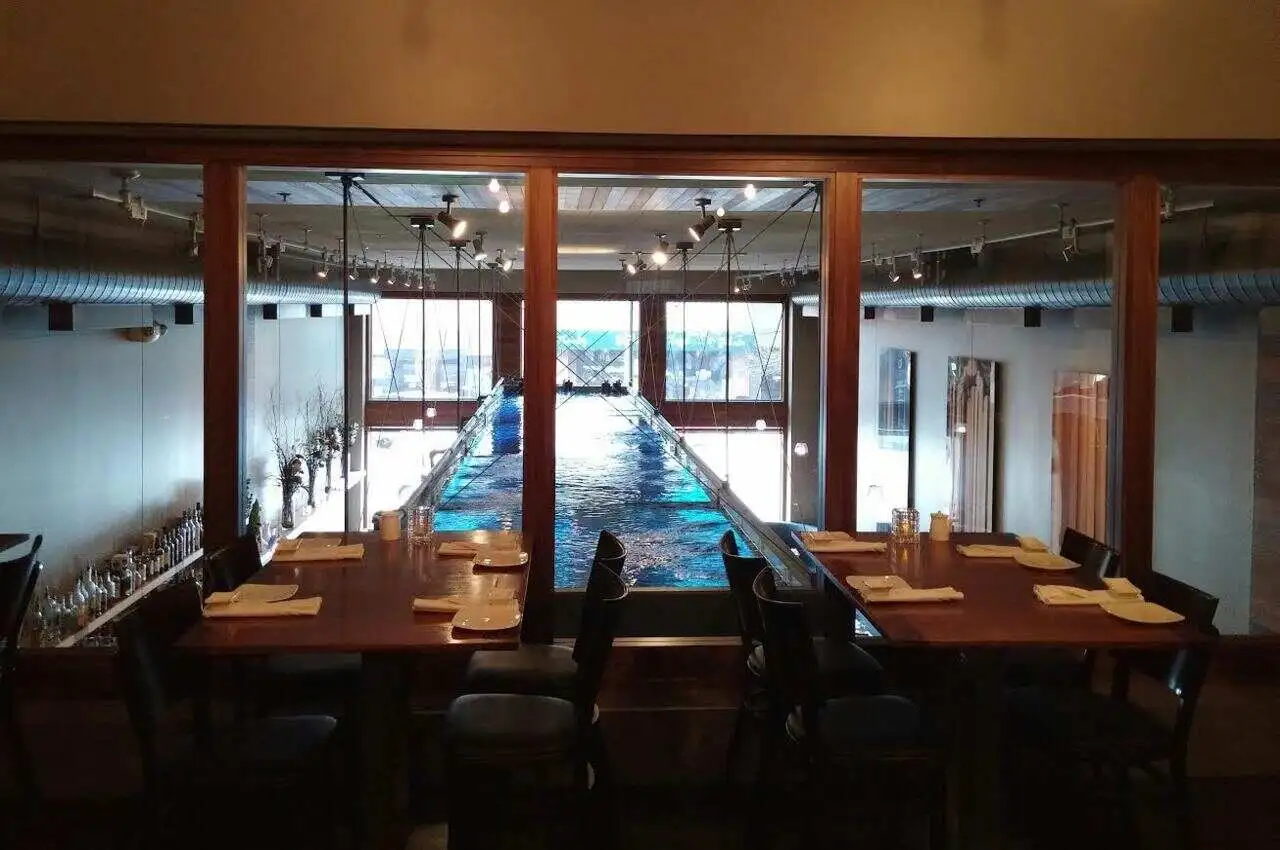 Dining area of a restaurant.
