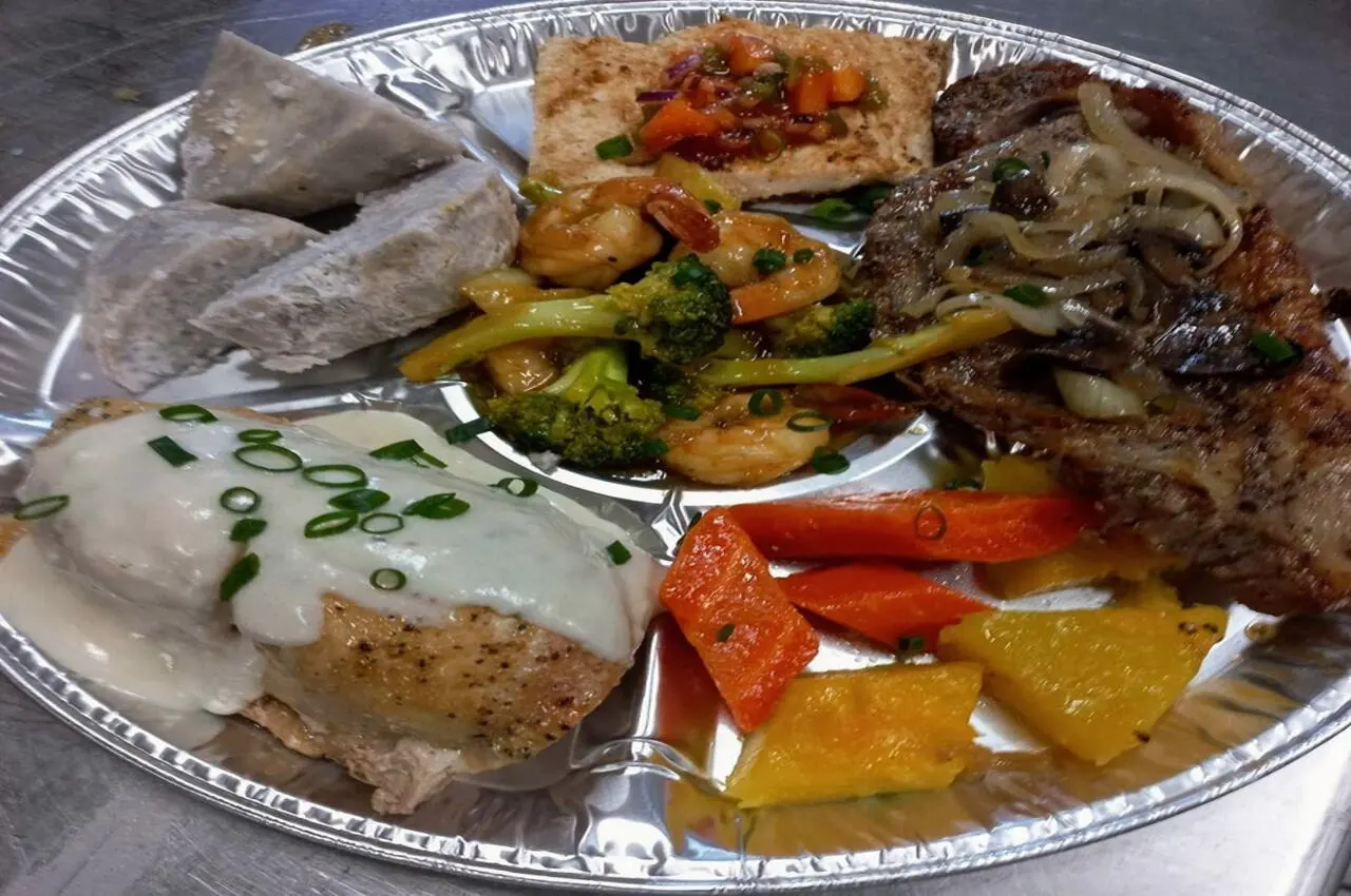 Plate with food inside.