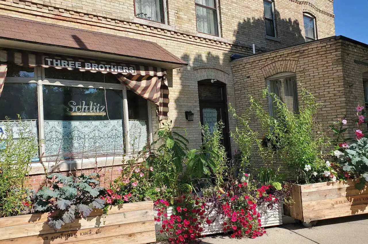 Outside view of The Three Brothers restaurant.