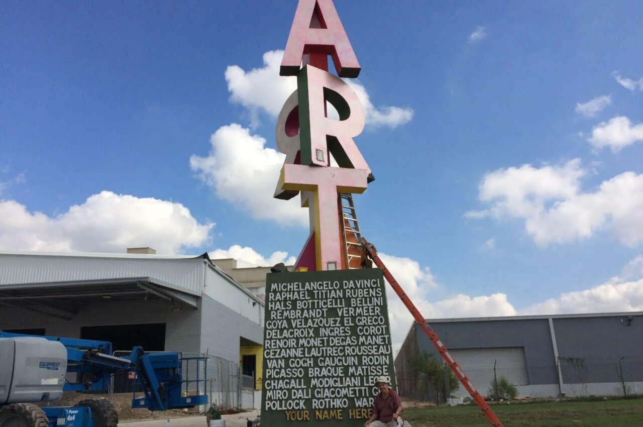 Sculpture of the term “art”.
